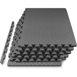 imageProsourceFit Exercise Puzzle Mat 1in Checkered EVA Foam Floor Tiles w NonSlip Texture Gym Mat w Interlocking Foam Tiles for Adjustable Surface Shock Absorbing Waterproof Gym Flooring BlueGrey  1 Inch  6 Tiles  24 Sq Ft