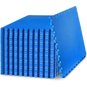 imageProsourceFit Extra Thick Puzzle Exercise Mat  EVA Foam Interlocking Tiles for Protective Cushioned Workout Flooring for Home and Gym Equipment Black  34 inch  24 Sq Ft  6 TilesBlue  34 Inch  96 Sq Ft  24 Tiles