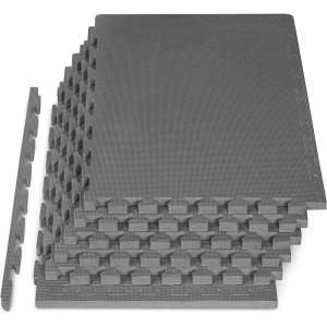 imageProsourceFit Extra Thick Puzzle Exercise Mat  EVA Foam Interlocking Tiles for Protective Cushioned Workout Flooring for Home and Gym Equipment Black  34 inch  24 Sq Ft  6 TilesGrey  1 Inch  24 Sq Ft  6 Tiles