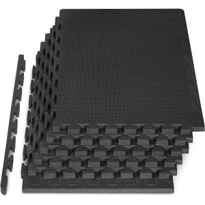 imageProsourceFit Extra Thick Puzzle Exercise Mat  EVA Foam Interlocking Tiles for Protective Cushioned Workout Flooring for Home and Gym Equipment Black  34 inch  24 Sq Ft  6 TilesBlack  1 Inch  24 Sq Ft  6 Tiles