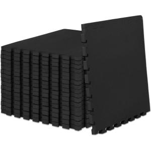 imageProsourceFit Extra Thick Puzzle Exercise Mat  EVA Foam Interlocking Tiles for Protective Cushioned Workout Flooring for Home and Gym Equipment Black  34 inch  24 Sq Ft  6 TilesBlack  1 Inch  72 Sq Ft  18 Tiles