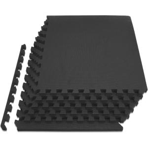 imageProsourceFit Extra Thick Puzzle Exercise Mat  EVA Foam Interlocking Tiles for Protective Cushioned Workout Flooring for Home and Gym Equipment Black  34 inch  24 Sq Ft  6 TilesBlack  34 Inch  24 Sq Ft  6 Tiles