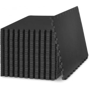 imageProsourceFit Extra Thick Puzzle Exercise Mat  EVA Foam Interlocking Tiles for Protective Cushioned Workout Flooring for Home and Gym Equipment Black  34 inch  24 Sq Ft  6 TilesBlack  34 Inch  96 Sq Ft  24 Tiles