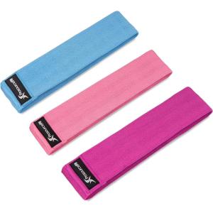 imageProsourceFit Fabric Loop Resistance Bands Set with AntiSlip Grip Mini Workout Bands for Fitness Training to Tone Legs Glutes and BootyPink  Purple  Aqua