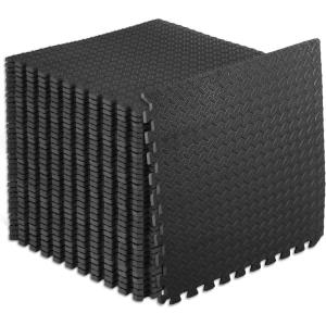 imageProsourceFit Puzzle Exercise Mat  in EVA Interlocking Foam Floor Tiles for Home Gym Mat for Home Workout Equipment Floor Padding for KidsBlack  12 Inch  144 Sq Ft  36 Tiles