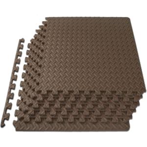imageProsourceFit Puzzle Exercise Mat  in EVA Interlocking Foam Floor Tiles for Home Gym Mat for Home Workout Equipment Floor Padding for KidsBrown  12 Inch  24 Sq Ft  6 Tiles