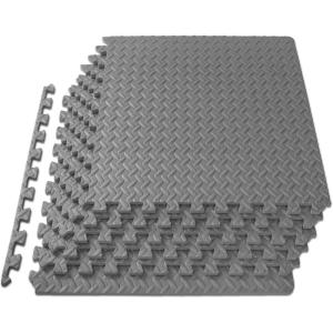 imageProsourceFit Puzzle Exercise Mat  in EVA Interlocking Foam Floor Tiles for Home Gym Mat for Home Workout Equipment Floor Padding for KidsGrey  12 Inch  24 Sq Ft  6 Tiles
