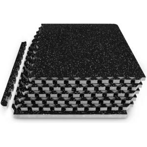 imageProsourceFit Rubber Top Exercise Puzzle Mat inch 48 SQFT 12 Tiles EVA Foam Interlocking Tiles for Home Gym Protective Flooring for Equipment and Workouts GreyGrey  34 Inch  24 Sq Ft  6 Tiles