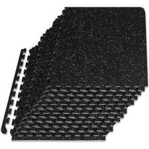 imageProsourceFit Rubber Top Exercise Puzzle Mat inch 48 SQFT 12 Tiles EVA Foam Interlocking Tiles for Home Gym Protective Flooring for Equipment and Workouts GreyGrey  12 Inch  48 Sq Ft  12 Tiles