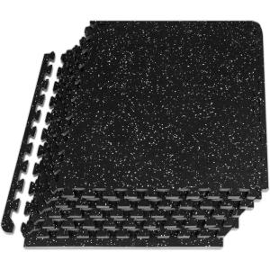 imageProsourceFit Rubber Top Exercise Puzzle Mat inch 48 SQFT 12 Tiles EVA Foam Interlocking Tiles for Home Gym Protective Flooring for Equipment and Workouts GreyGrey  12 Inch  24 Sq Ft  6 Tiles