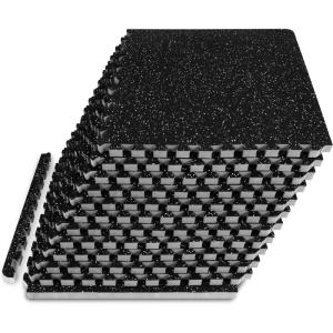 imageProsourceFit Rubber Top Exercise Puzzle Mat inch 48 SQFT 12 Tiles EVA Foam Interlocking Tiles for Home Gym Protective Flooring for Equipment and Workouts GreyGrey  34 Inch  48 Sq Ft  12 Tiles