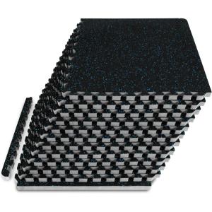 imageProsourceFit Rubber Top Exercise Puzzle Mat inch 48 SQFT 12 Tiles EVA Foam Interlocking Tiles for Home Gym Protective Flooring for Equipment and Workouts GreyBlue  34 Inch  48 Sq Ft  12 Tiles