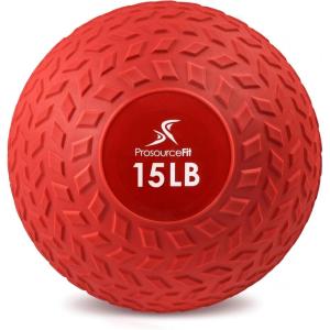 imageProsourceFit Slam Medicine Balls 5 10 15 20 25 30 50lbs Smooth and Tread Textured Grip Dead Weight Balls for Strength and Conditioning Exercises Cardio and Core WorkoutsRed