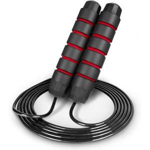 imageProsourceFit Speed Jump Rope up to 8 Foot Adjustable Length for Men and Women Foam Handles Ultra Light Rope for Boxing Jumping Exercises and Cardio WorkoutRed