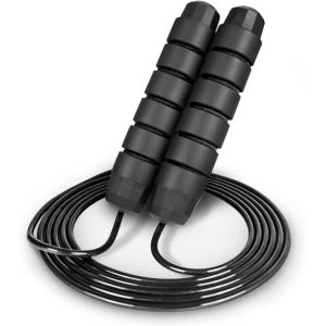 imageProsourceFit Speed Jump Rope up to 8 Foot Adjustable Length for Men and Women Foam Handles Ultra Light Rope for Boxing Jumping Exercises and Cardio WorkoutBlack