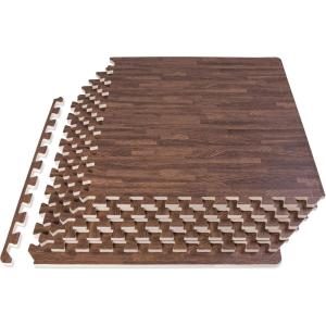 imageProsourceFit Wood Grain Puzzle Mat 12in 6 EVA Foam Interlocking Floor Tiles 24SQ FT for Secure Indoor Room Workout Flooring and Playmat Dark OakDark Oak  24 Sq Ft  6 Tiles